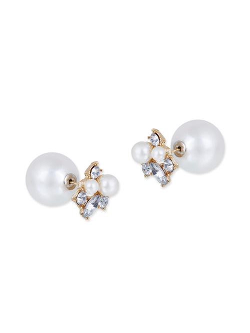 white colored metal studs earrings - 13136909 - Very Small Image - 1