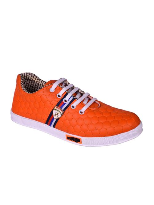 orange leatherette lace up sneaker - 13138196 - Very Small Image - 1