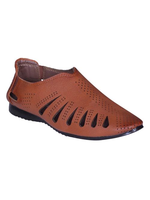 tan leatherette slip on sandal - 13138203 - Very Small Image - 1