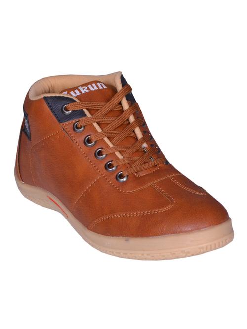tan leatherette lace up sneaker - 13138208 - Very Small Image - 1