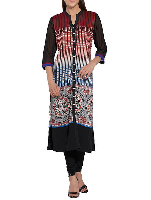 black long kurta - 13142028 - Very Small Image - 1