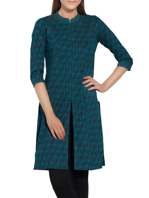 green straight kurta - 13142052 - Very Small Image - 1