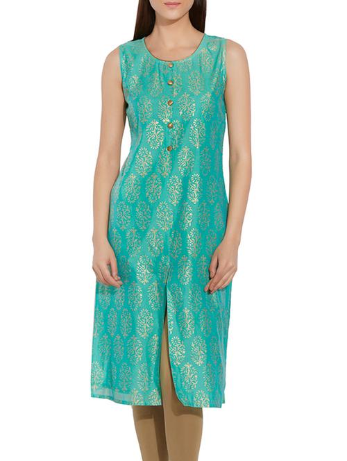 green long kurta - 13142058 - Very Small Image - 1