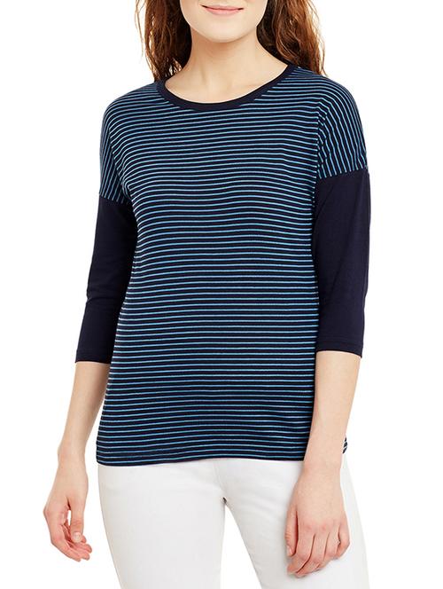 drop shoulder striped tee - 13142341 - Very Small Image - 1