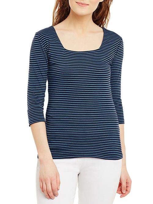 dark blue cotton blend regular tshirt - 13142348 - Very Small Image - 1