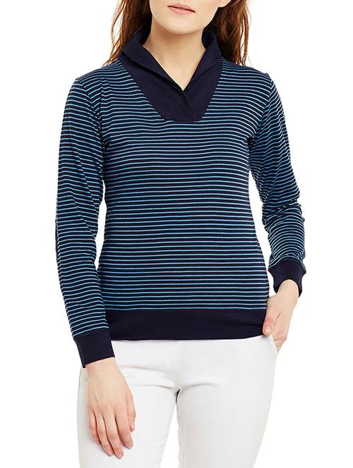 elbow patch striped top - 13142351 - Very Small Image - 1
