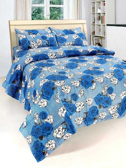 furhome printed cotton double bed sheet with 2 pillow covers - 13144391 - Very Small Image - 1