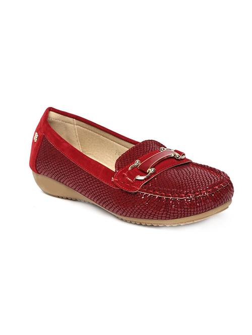 maroon pu slip on loafers - 13146415 - Very Small Image - 1