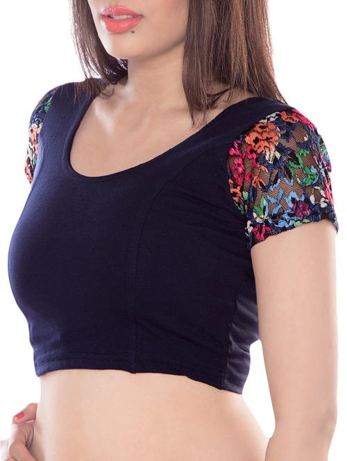blue cotton solid blouse - 13146507 - Very Small Image - 1
