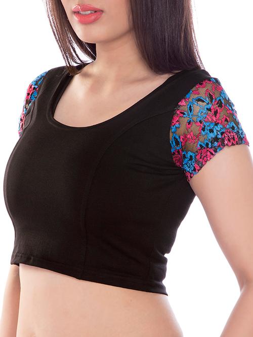 black cotton solid blouse - 13146509 - Very Small Image - 1