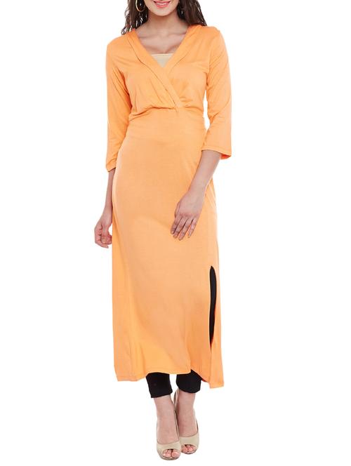 orange viscose straight kurta - 13146849 - Very Small Image - 1