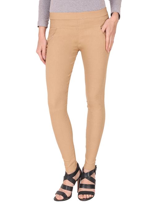 beige cotton jeggings - 13146942 - Very Small Image - 1