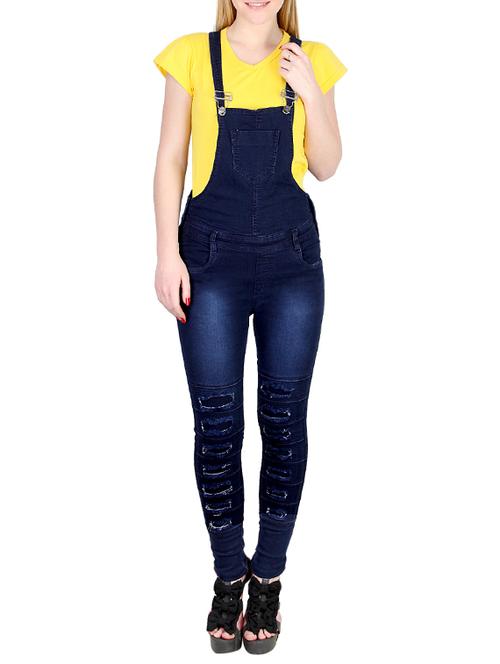stone washed distressed dungaree - 13146963 - Very Small Image - 1