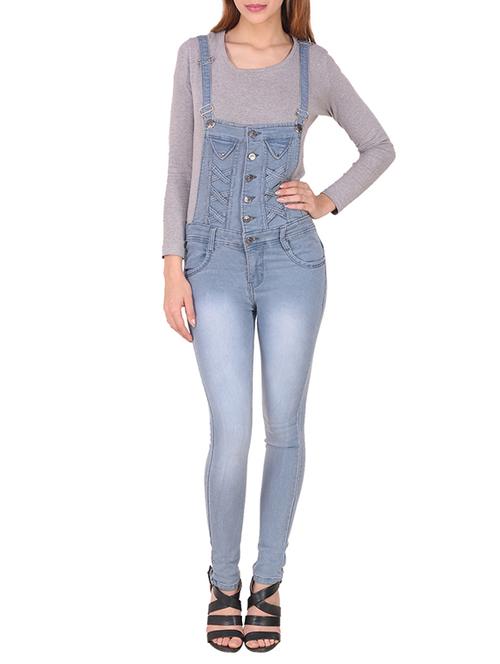 light blue denim dungree jumpsuit - 13147631 - Very Small Image - 1