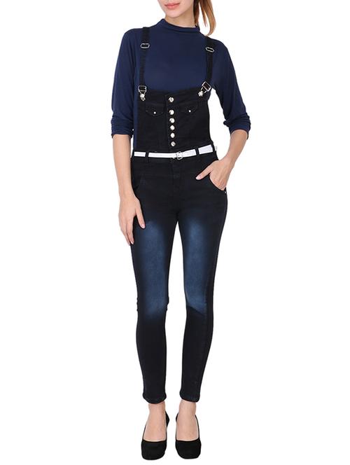 navy blue denim dungree jumpsuit - 13147643 - Very Small Image - 1