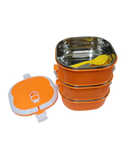 orange three layer square lunch box - 13148653 - Very Small Image - 1