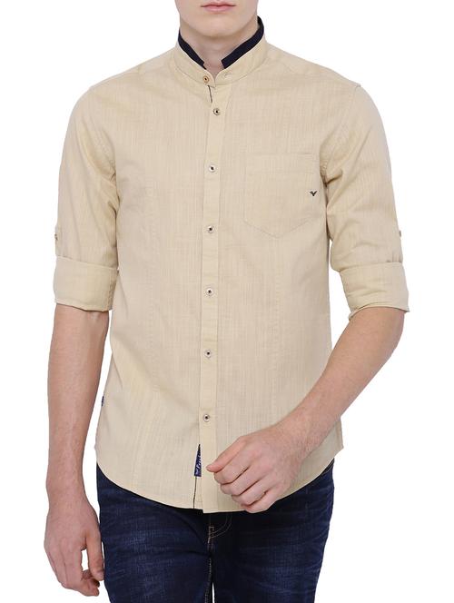 beige cotton casual shirt - 13148710 - Very Small Image - 1