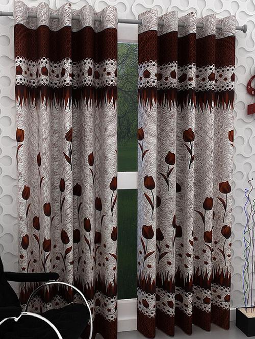 homefab india 2 pcs rose brown door curtain - 7 ft - 13148931 - Very Small Image - 1