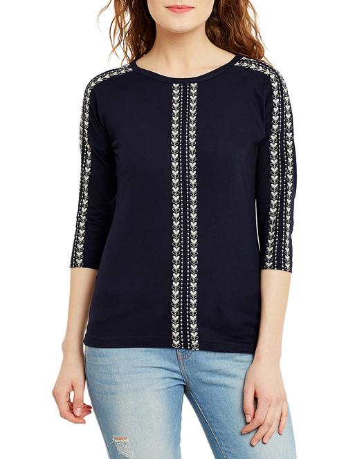 dark blue cotton regular top - 13150395 - Very Small Image - 1