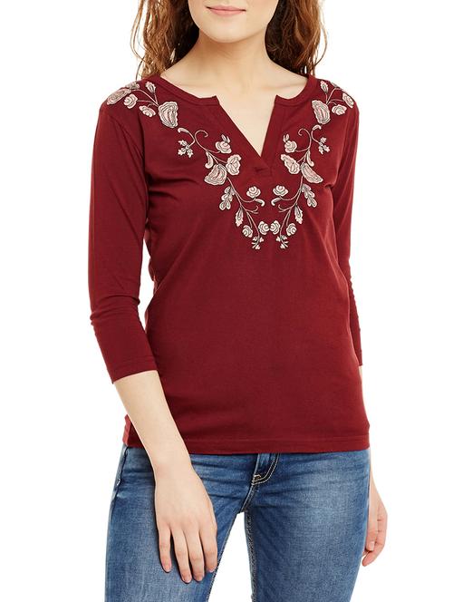 red cotton regular top - 13150405 - Very Small Image - 1