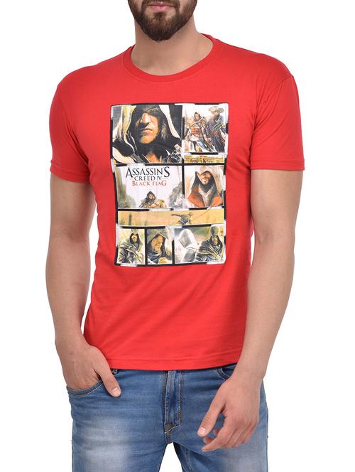 red cotton graphic printed t-shirt - 13154100 - Very Small Image - 1