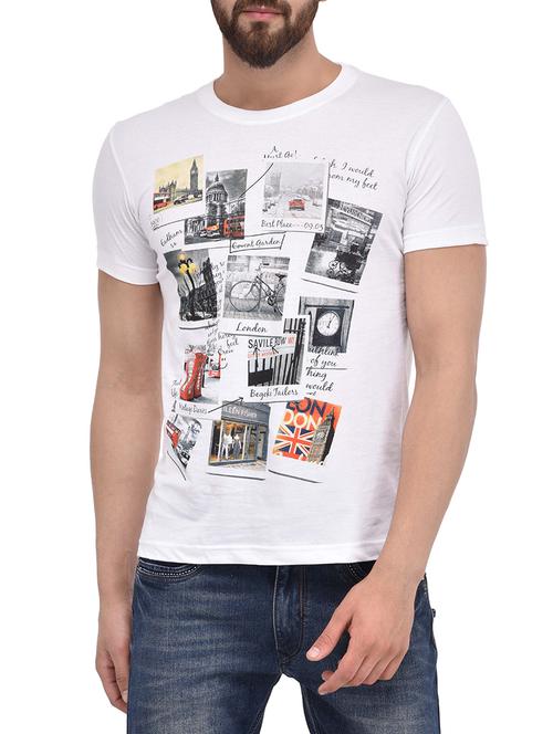 white cotton graphic printed t-shirt - 13154106 - Very Small Image - 1