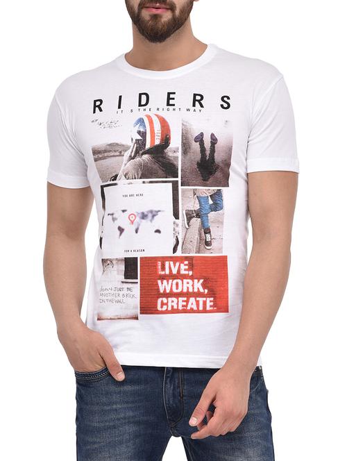 white cotton graphic printed t-shirt - 13154109 - Very Small Image - 1