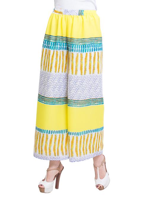yellow printed georgette palazzo - 13154542 - Very Small Image - 1
