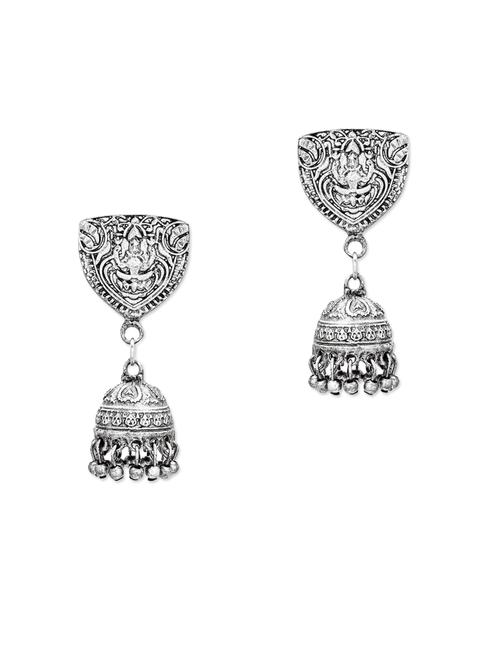 silver plated jhumka earrings - 13154613 - Very Small Image - 1