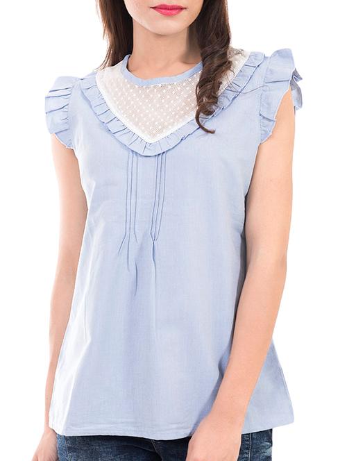 light blue denim regular top - 13154801 - Very Small Image - 1