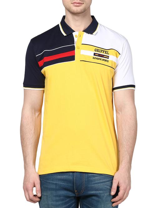 yellow cotton color block t-shirt - 13154965 - Very Small Image - 1