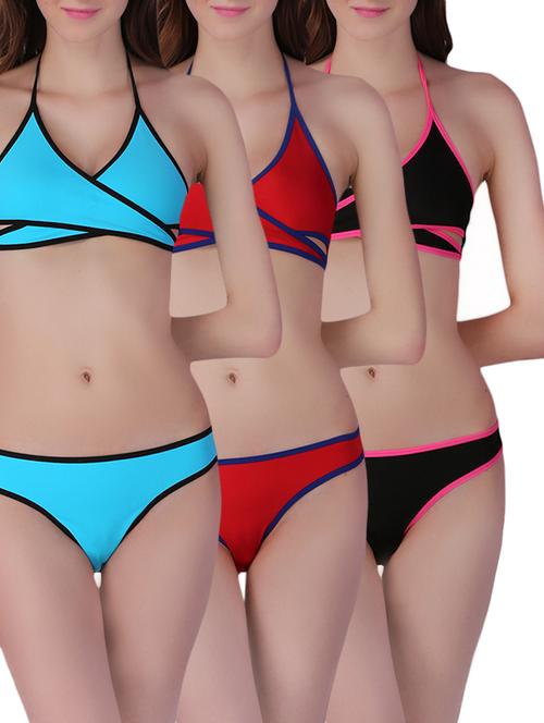 set of 3 multicolored polyamide bikini - 13155571 - Very Small Image - 1