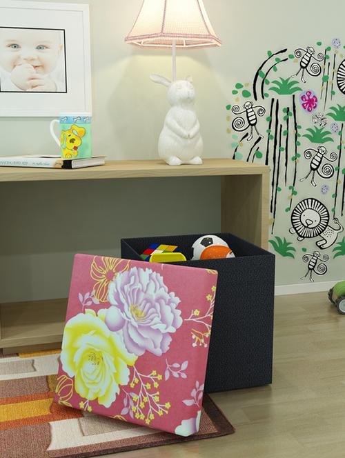 home candy attractive floral 3-d print reactive multi purpose foldable storage stool seat box - 13156072 - Very Small Image - 1