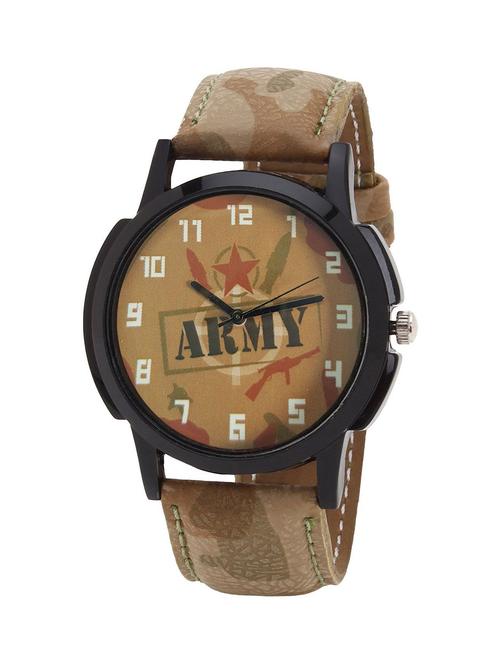 relish-447 round analog dial leather strap watch - 13157273 - Very Small Image - 1