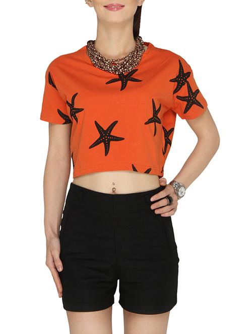 orange cotton crop top - 13158376 - Very Small Image - 1