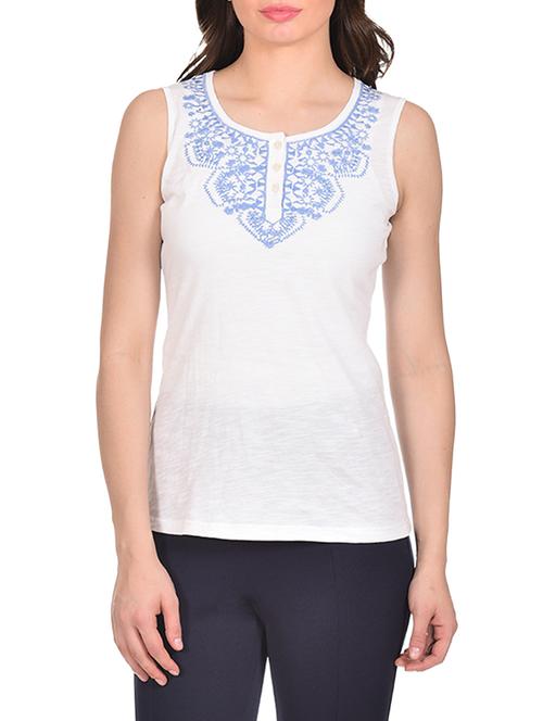 embroidered henley top - 13159161 - Very Small Image - 1