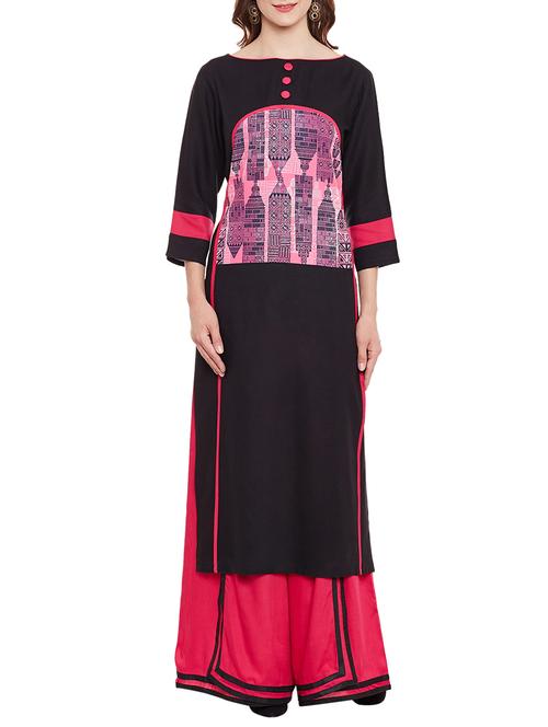 pink rayon straight kurta - 13160313 - Very Small Image - 1