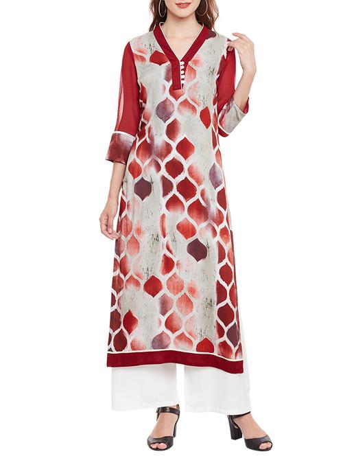 white rayon straight kurta - 13160349 - Very Small Image - 1