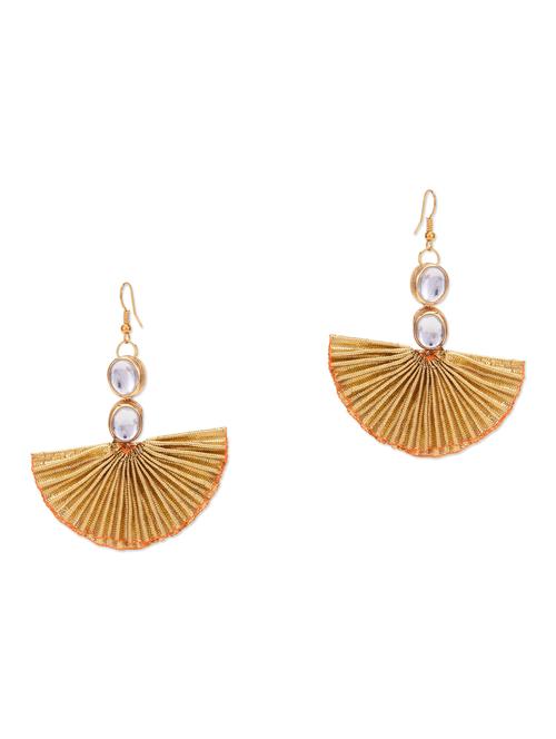 kundan chand gota drop earrings - 13161311 - Very Small Image - 1
