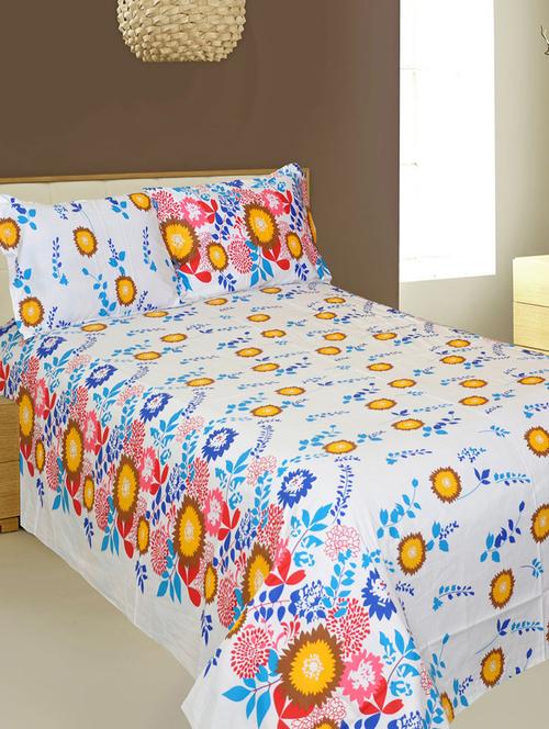 kariba 100% cotton white colored double bedsheet with two pillow covers. - 13161875 - Very Small Image - 1