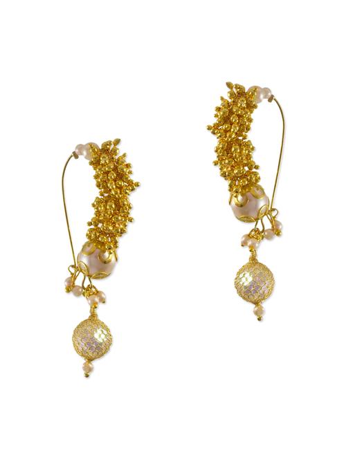 gold brass drop earrings - 13162077 - Very Small Image - 1
