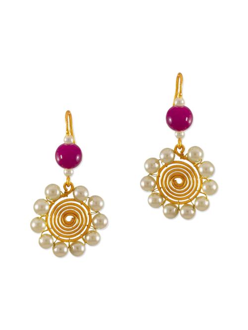 pink brass drop earrings - 13162119 - Very Small Image - 1