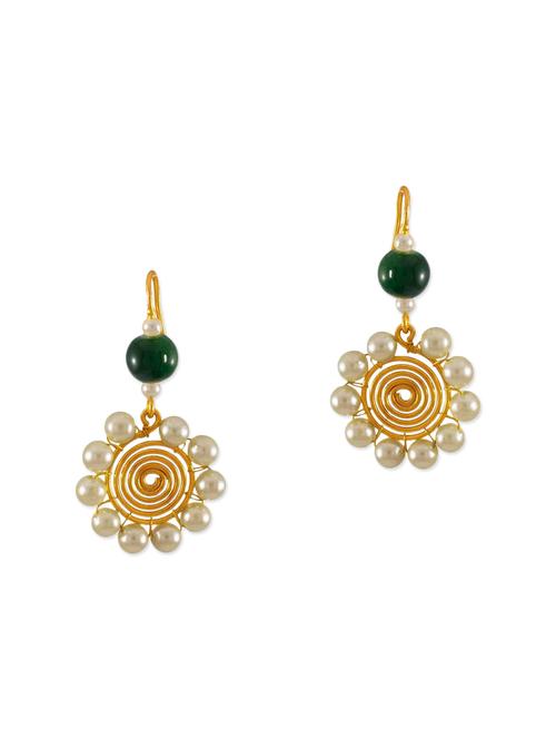 green brass drop earrings - 13162127 - Very Small Image - 1