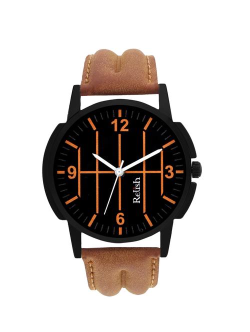 relish-575 round analog dial leather strap watch - 13162151 - Very Small Image - 1