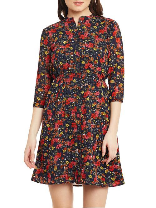 navy blue georgette shirt dress - 13168796 - Very Small Image - 1