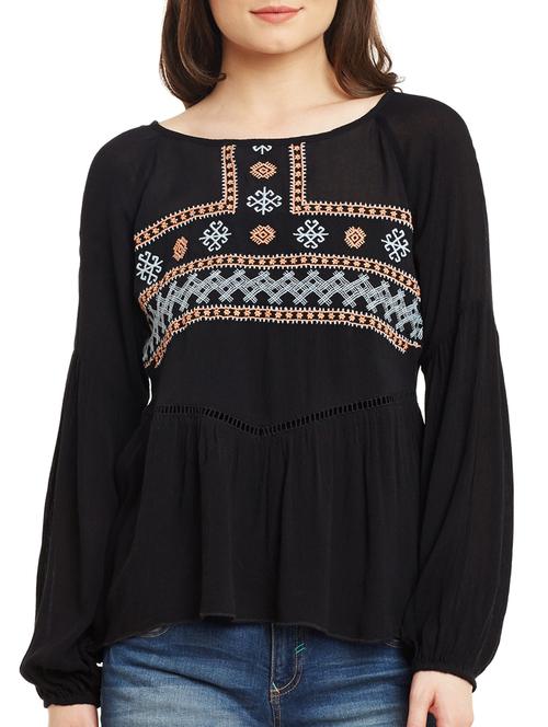 black viscose regular top - 13168812 - Very Small Image - 1
