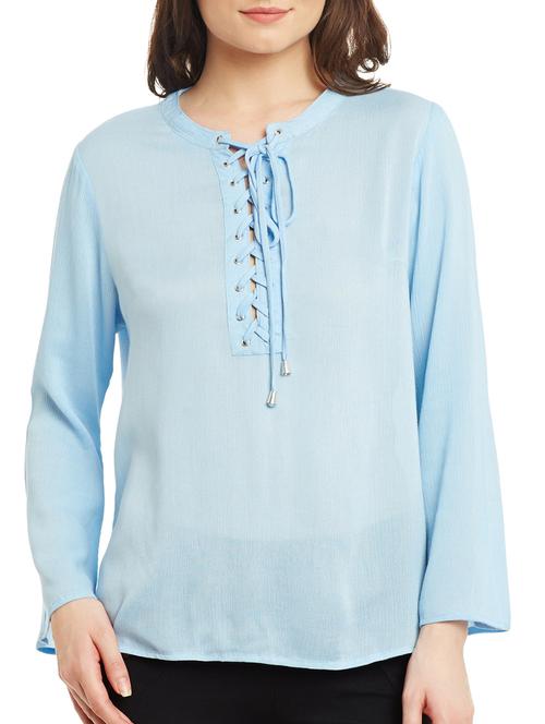 tie up neck solid top - 13168816 - Very Small Image - 1