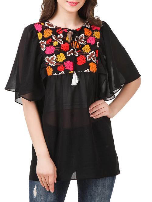 black georgette regular top - 13170287 - Very Small Image - 1