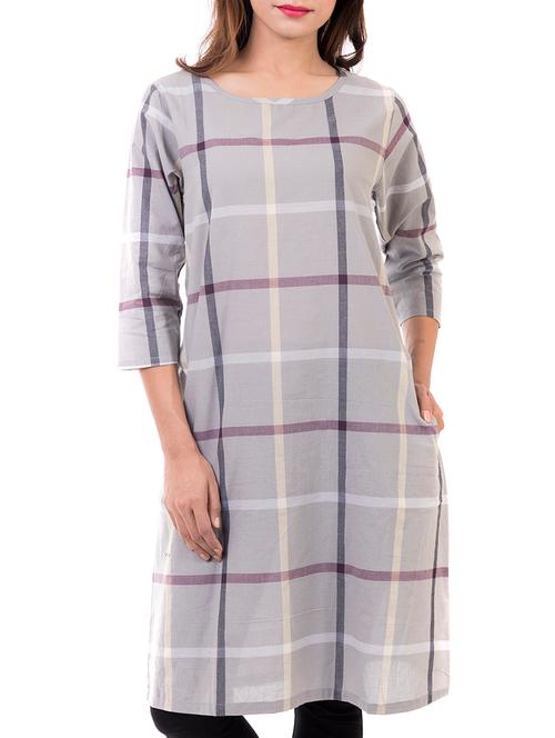 round neckline checkered tunic - 13170642 - Very Small Image - 1