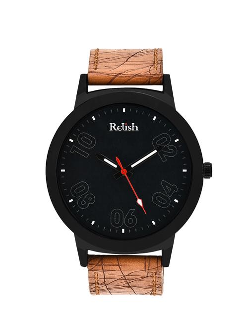 re-002bt round analog dial leather strap watch - 13173756 - Very Small Image - 1